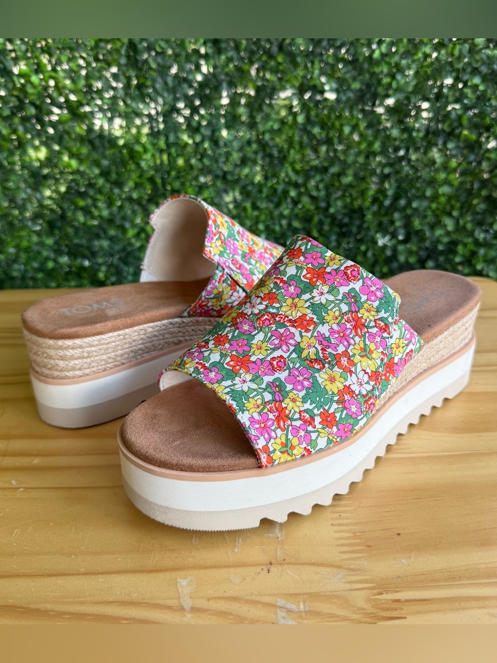 TOMS Diana Mule Wedge Sandals Women’s 7 Liberty Floral Platform Espadrille